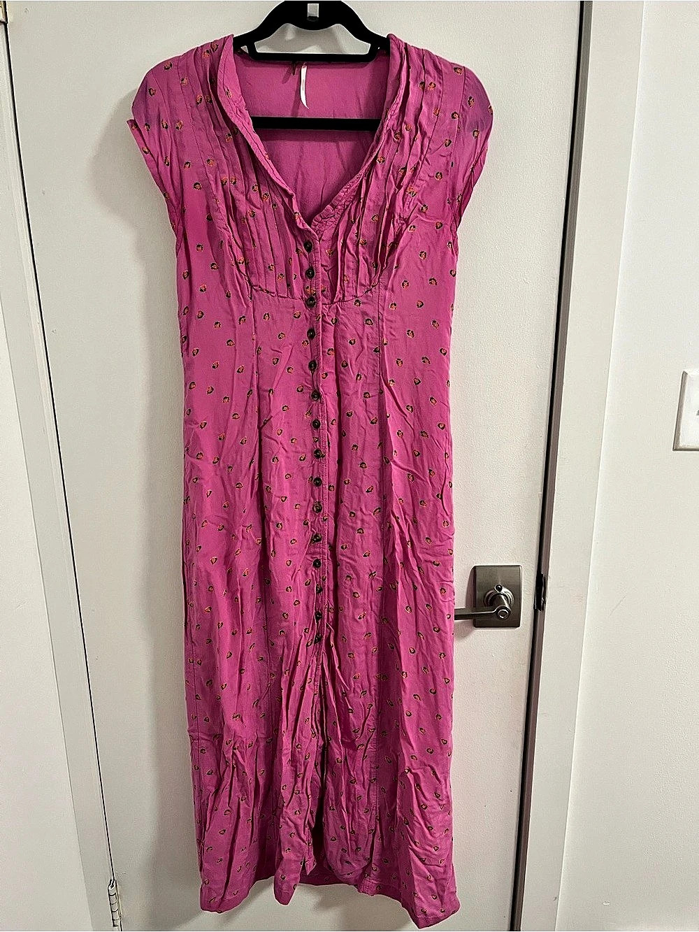 Free People Rosemary Printed Midi Dress Pink Small